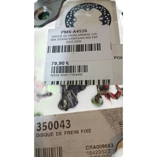 Disque De Frein Arriere 220 Mm 350043 Kawasaki 400 Kxf 2003-2006