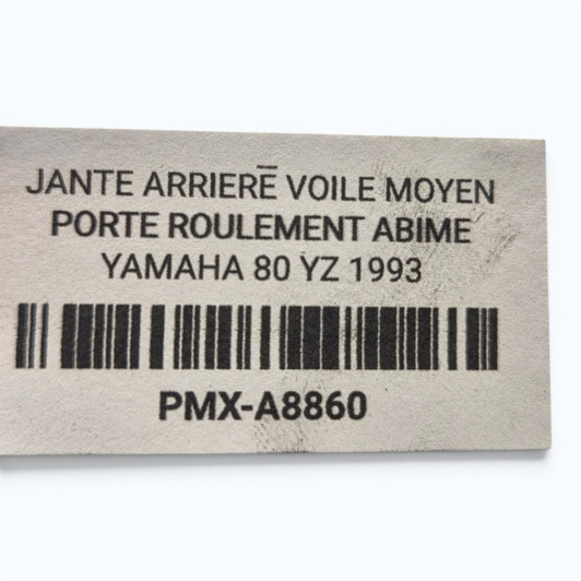 Jante Arriere  Yamaha 80 Yz 1993-2001 - Voile Moyen Porte Roulement Abime