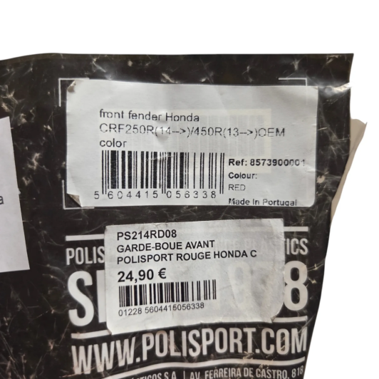 garde boue avant rouge polisport honda 250 crf 2014-2017 - 3573900001