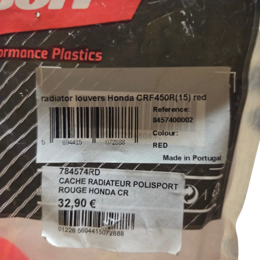 protection radiateur rouge polisport honda 450 crf 2015 - 8457400002