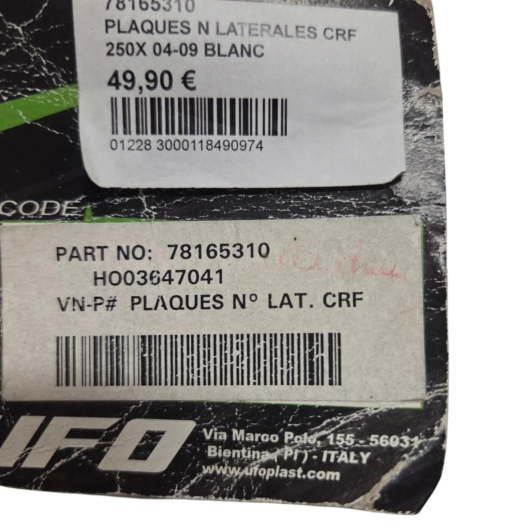 plastique aile arriere ufo honda 250 crf 2004-2009 - 78165310