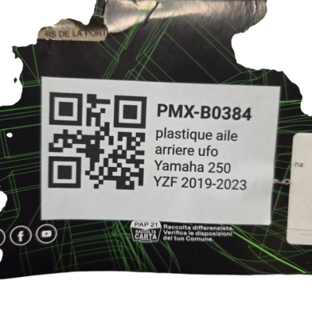 plastique aile arriere ufo yamaha 250 yzf 2019-2023