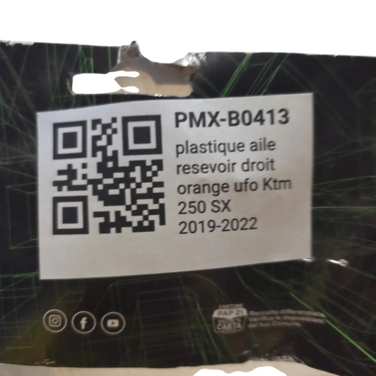 plastique aile resevoir droit orange ufo ktm 250 sx 2019-2022 - kt04092127