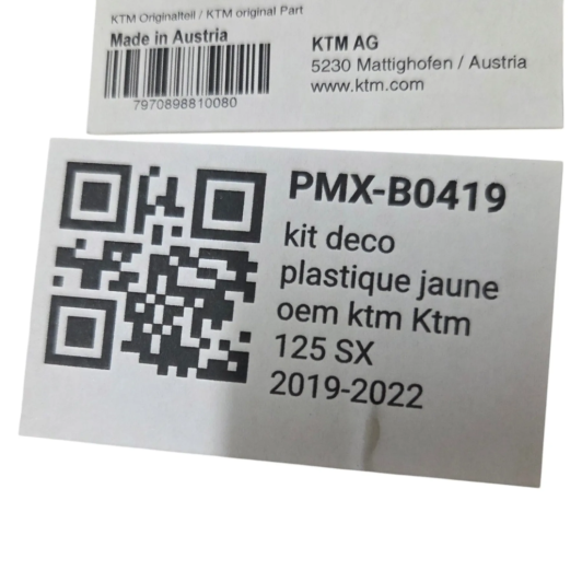kit deco plastique jaune oem ktm ktm 125 sx 2019-2022 - 79708988180